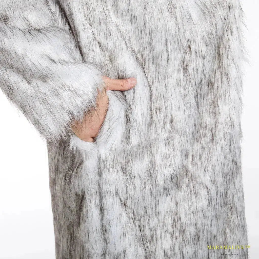 Winter Men's Faux Fox-Fur Coat: Mink, Gothic Vintage Style, Warm Fleece Lining, Clubwear