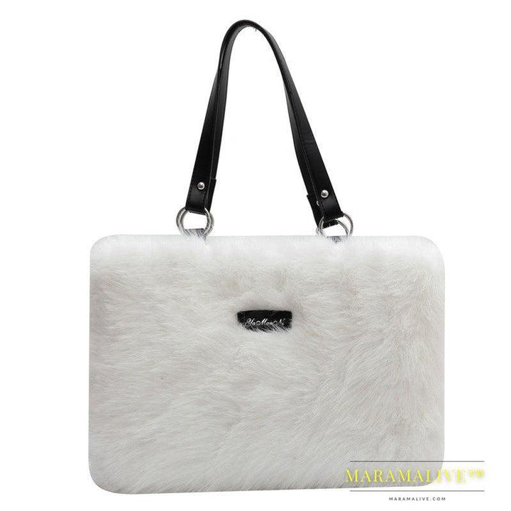 Winter Plush Bags Women Flowers Shoulder Bag Handbag