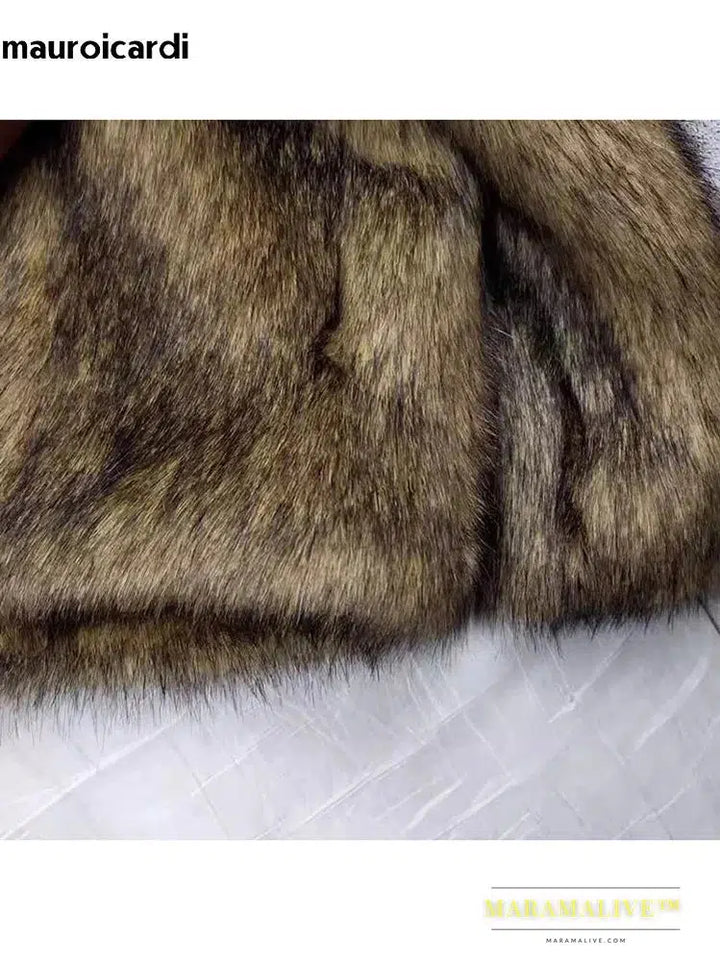 Winter Short Thick Warm Hairy Shaggy Faux Fur Coat Men Long Sleeve High Quality Luxury Fluffy Jacket 2023