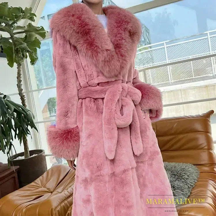 Winter Women Long Faux Fur Coat Thick Warm Mink Fur Jacket Feather Coats Oversized Outerwear Fur Collar Luxury Women's Clothing