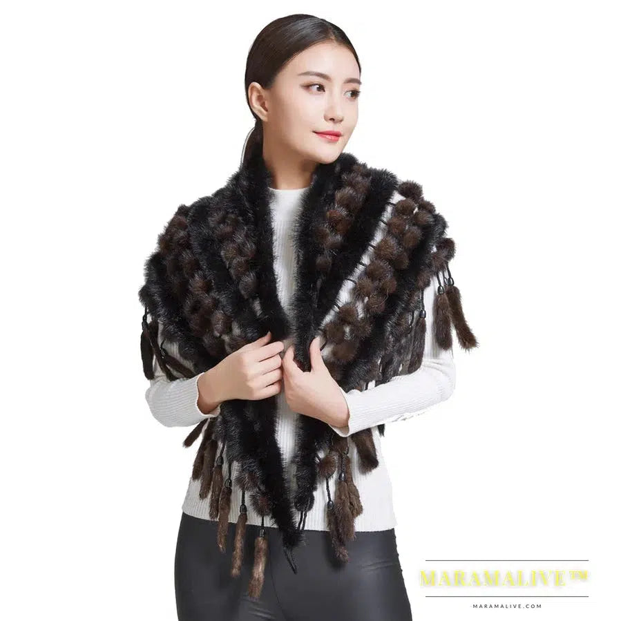 Winter Women Mink Fur Shawl Scarf Natural Color with Hook Fashion Beautiful Warm.