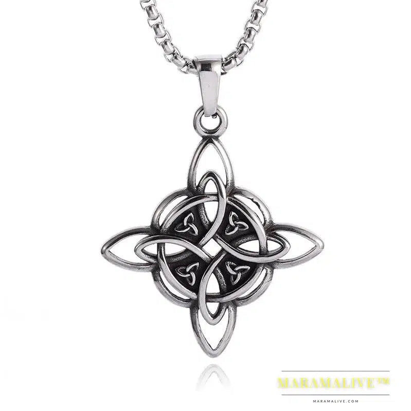 Witch Knot Necklace Stainless Steel Magic Knot Pagan Witchcraft Symbols Pendant Celtic Knot Necklace Jewelry Gifts for Women