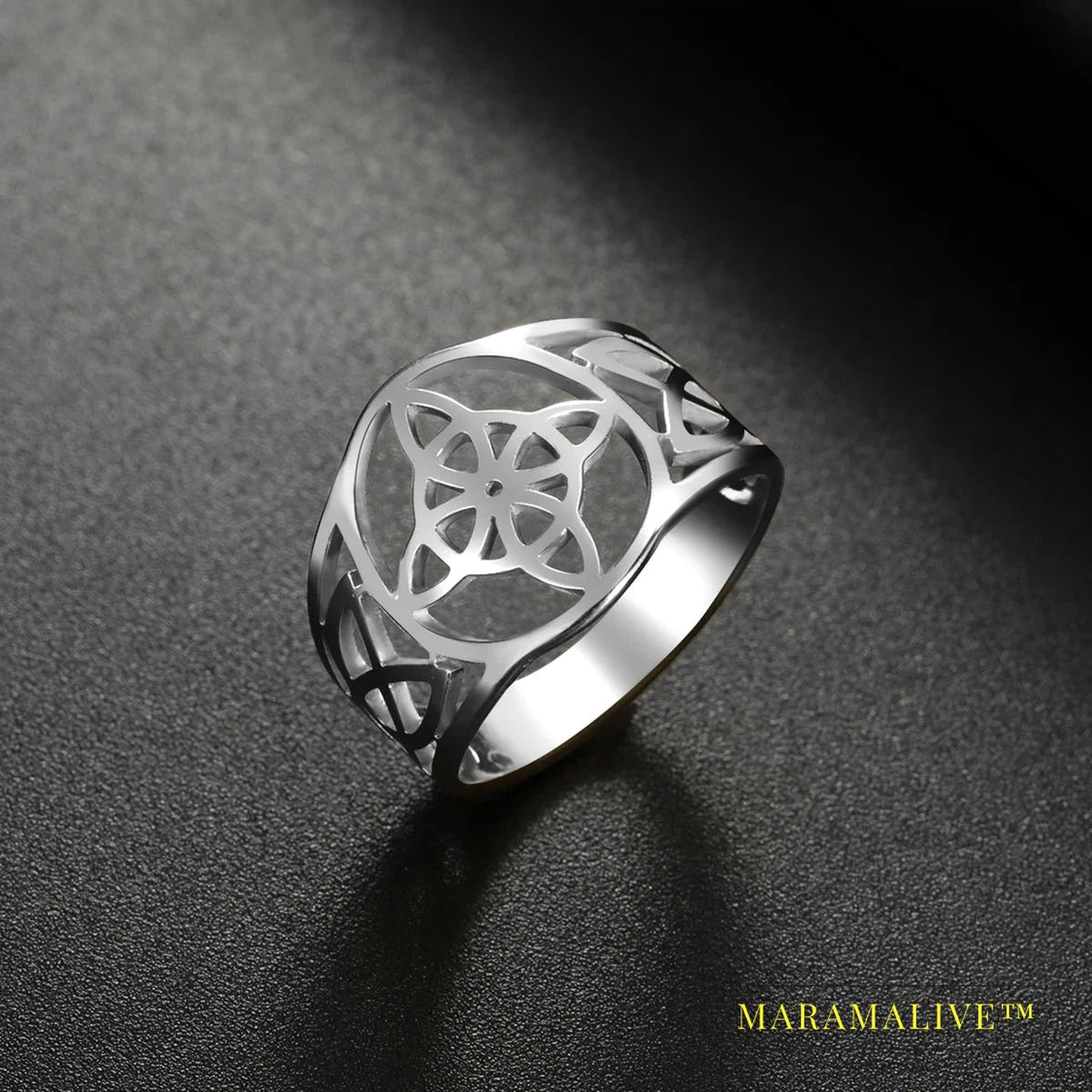 Witch Knot Ring Wiccan Cross Celtics Knot Women Finger Rings Stainless Steel Witchcraft Amulet Jewelry