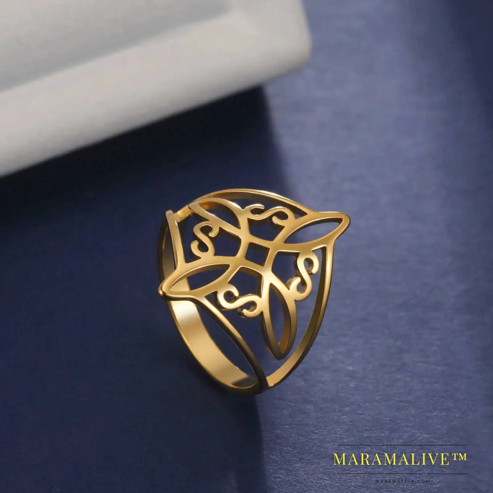 Witch Knot Stainless Steel Ring Women Wiccan Cross Celtics Knot Finger Rings Witchcraft Good Luck Amulet Birthday Gifts