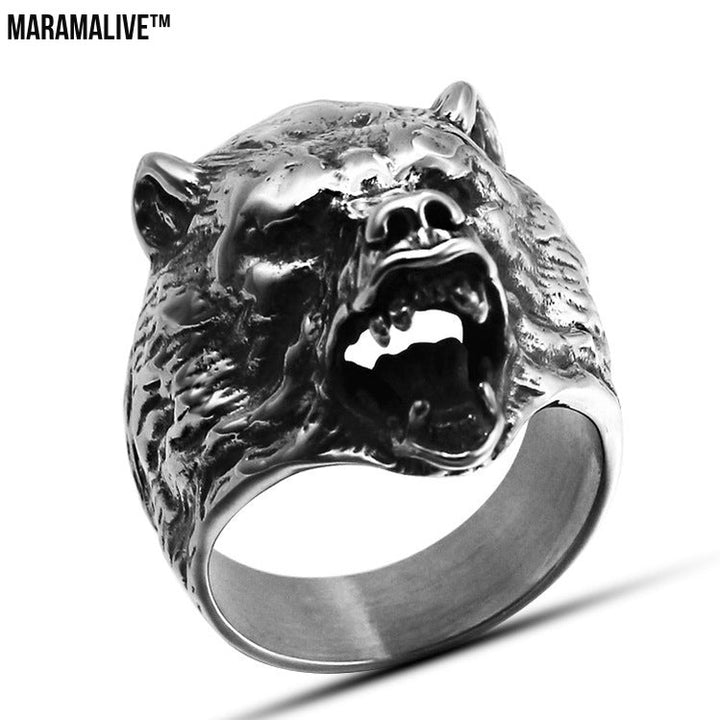 Wolf Head Men And Women Couple Animal Stainless Steel Ring