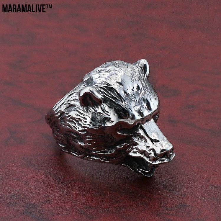 Wolf Head Men And Women Couple Animal Stainless Steel Ring