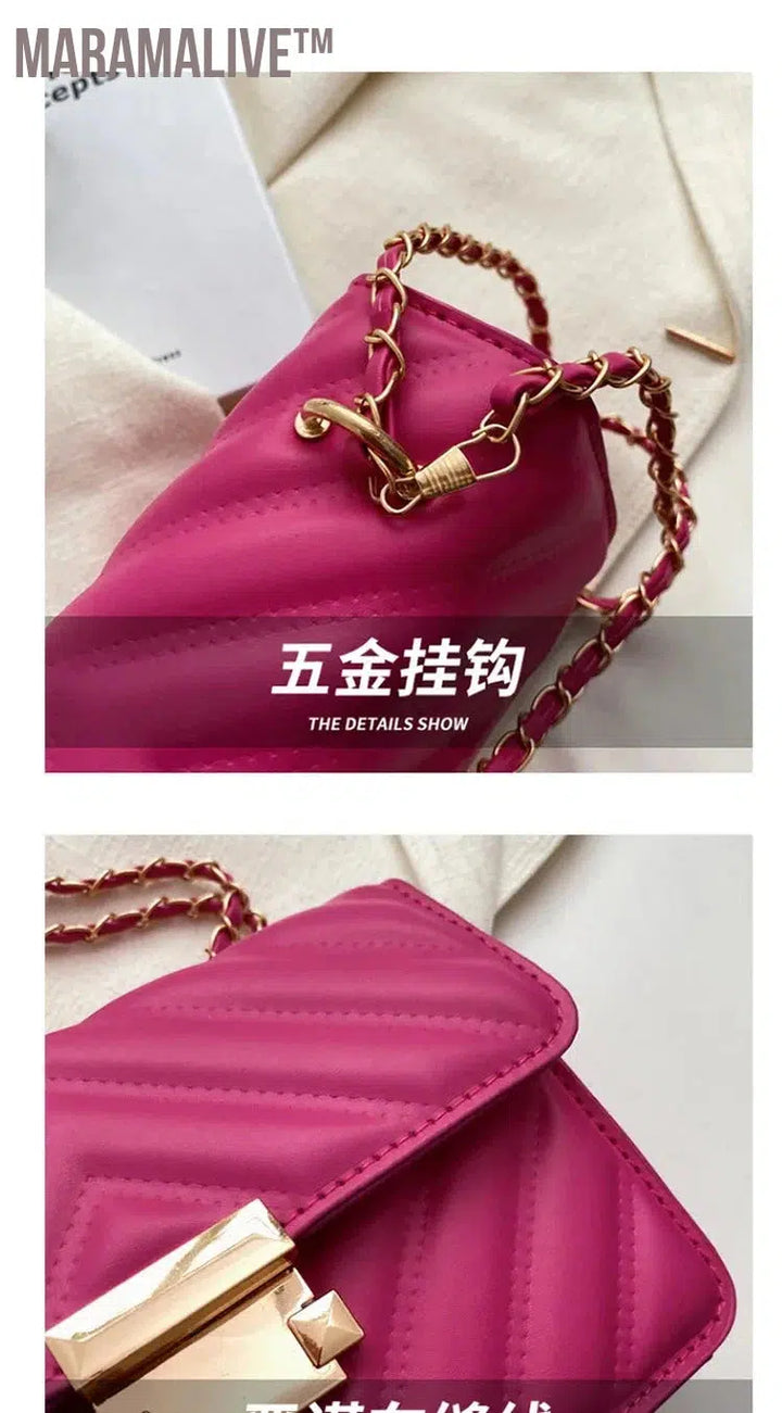 Women Bag Purple Trendy Shoulder Bag,Mini Chevron Quilted Flap Chain Square Bag Quality Crossbody Bag,Handbags For Women 2024