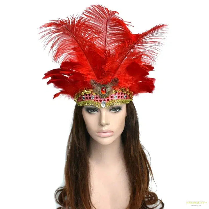 Women Brazil Carnival Party Feather Headdress Headpiece Crown Headdress Headband for Party Halloween