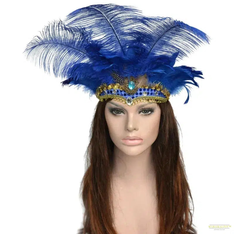 Women Brazil Carnival Party Feather Headdress Headpiece Crown Headdress Headband for Party Halloween