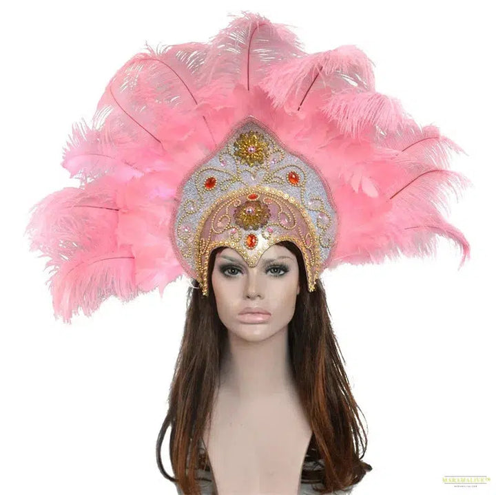 Women Brazil Carnival Party Feather Headdress Headpiece Crown Headdress Headband for Party Halloween