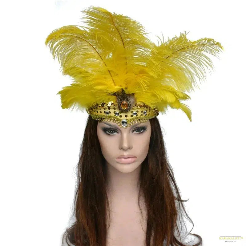 Women Brazil Carnival Party Feather Headdress Headpiece Crown Headdress Headband for Party Halloween