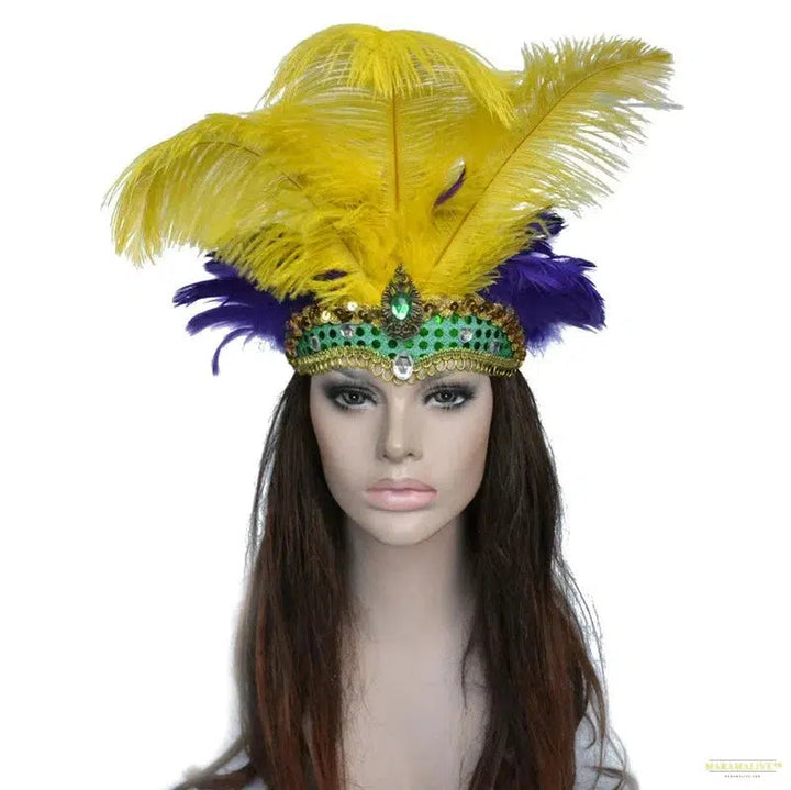 Women Brazil Carnival Party Feather Headdress Headpiece Crown Headdress Headband for Party Halloween