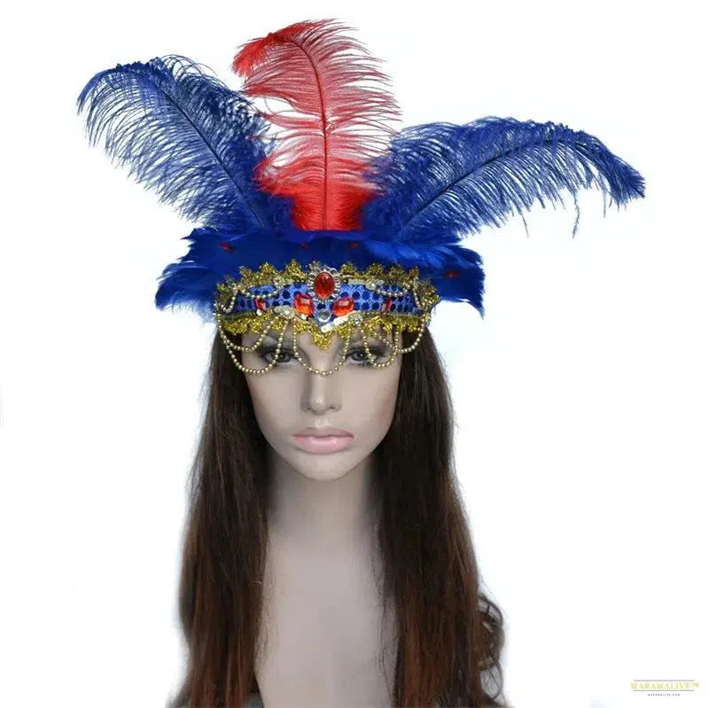 Women Brazil Carnival Party Feather Headdress Headpiece Crown Headdress Headband for Party Halloween