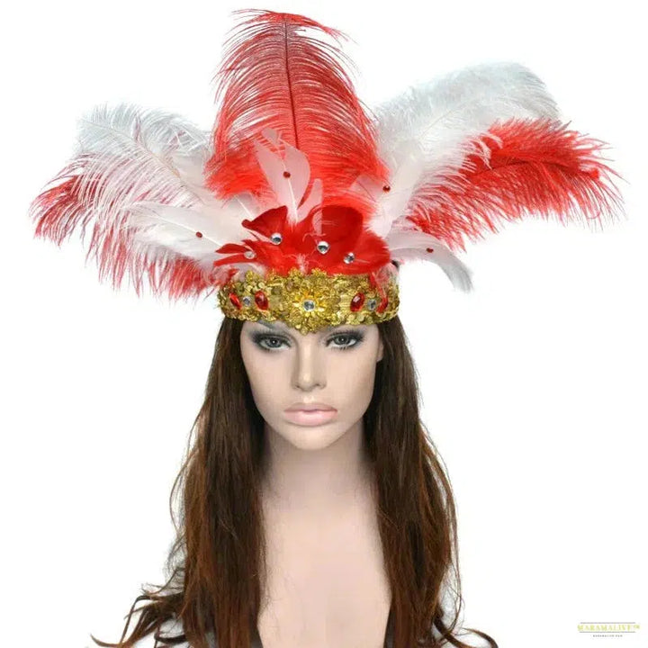 Women Brazil Carnival Party Feather Headdress Headpiece Crown Headdress Headband for Party Halloween