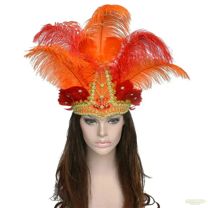 Women Brazil Carnival Party Feather Headdress Headpiece Crown Headdress Headband for Party Halloween