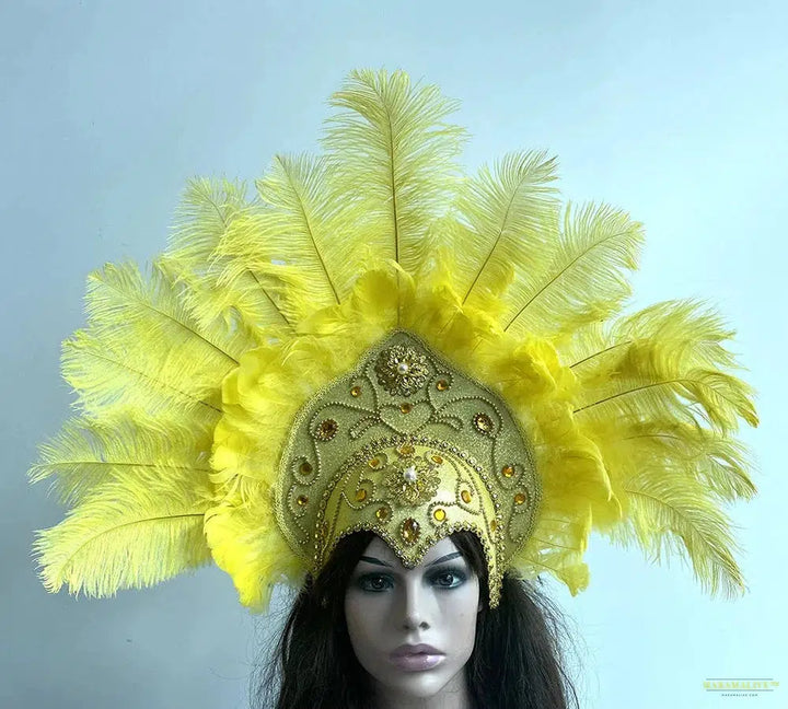 Women Brazil Carnival Party Feather Headdress Headpiece Crown Headdress Headband for Party Halloween