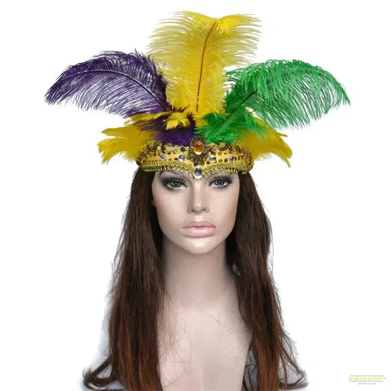 Women Brazil Carnival Party Feather Headdress Headpiece Crown Headdress Headband for Party Halloween