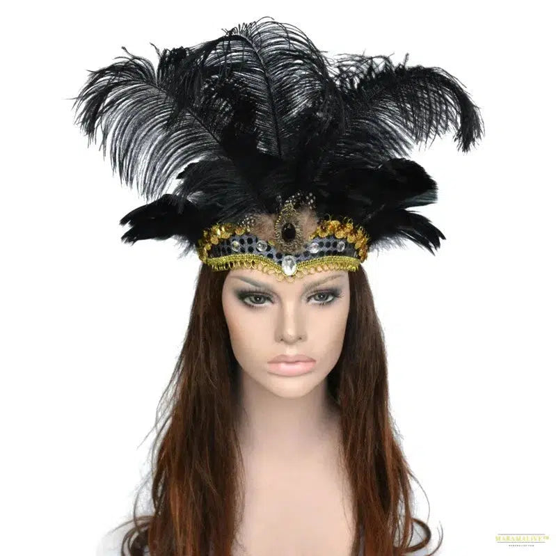 Women Brazil Carnival Party Feather Headdress Headpiece Crown Headdress Headband for Party Halloween