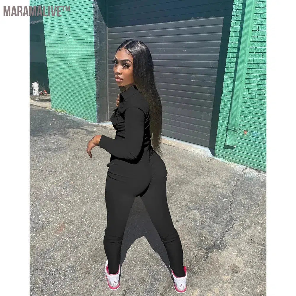 Women Clothes 2023 Cargo Jumpsuit Autumn Winter Ladies Fashion Casual Zipper Pocket Shot Sleeve Shirt Jumpsuit