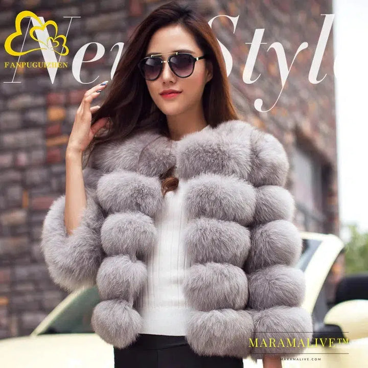 Women Coats Autumn Winter New Fashion Pink Faux Fur Coat Elegant Thick Warm Outerwear Fake Fur Woman Jackets