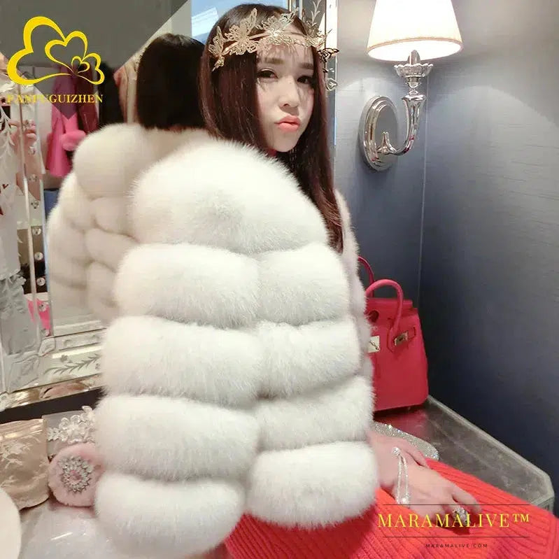 Women Coats Autumn Winter New Fashion Pink Faux Fur Coat Elegant Thick Warm Outerwear Fake Fur Woman Jackets