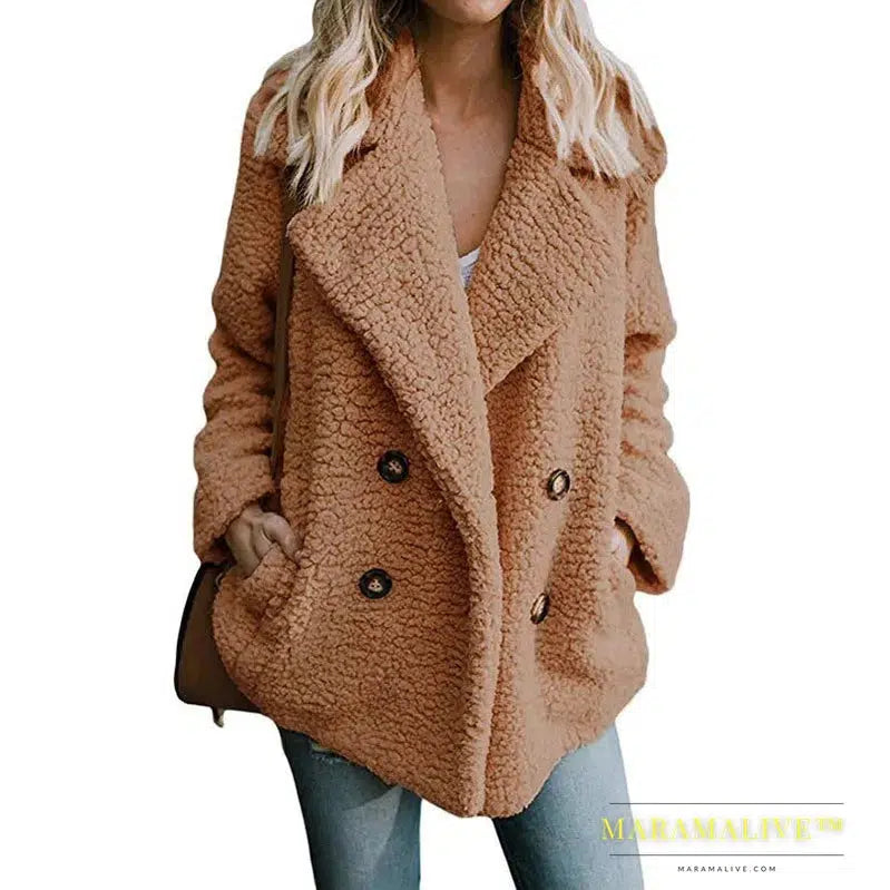 Women Faux Fur Coat Warm Autumn Winter Teddy Female Casual Coat Oversized Soft Fluffy Fleece Jackets Overcoat