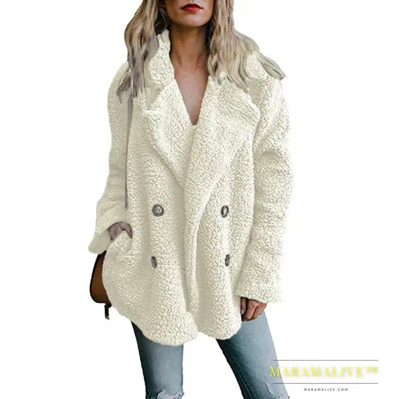 Women Faux Fur Coat Warm Autumn Winter Teddy Female Casual Coat Oversized Soft Fluffy Fleece Jackets Overcoat