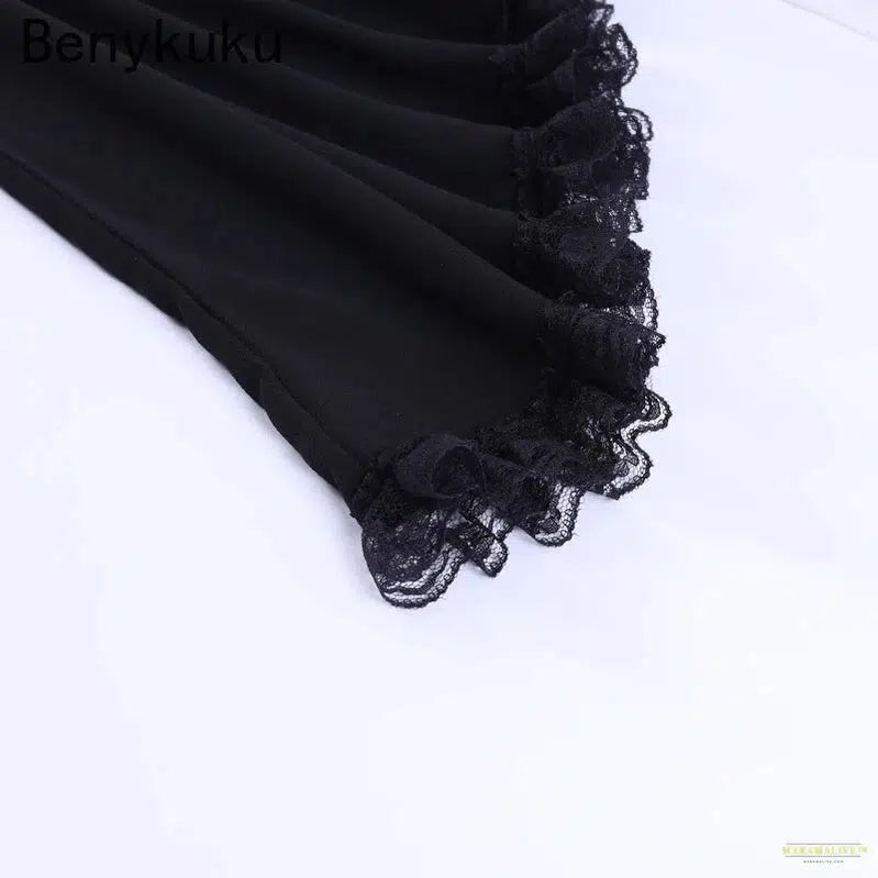 Women Gothic Style Lace Bell Sleeve Blouse Tops Gauze Long Sleeve Coat Halloween Costume Goth Punk Cropped Top Shawl