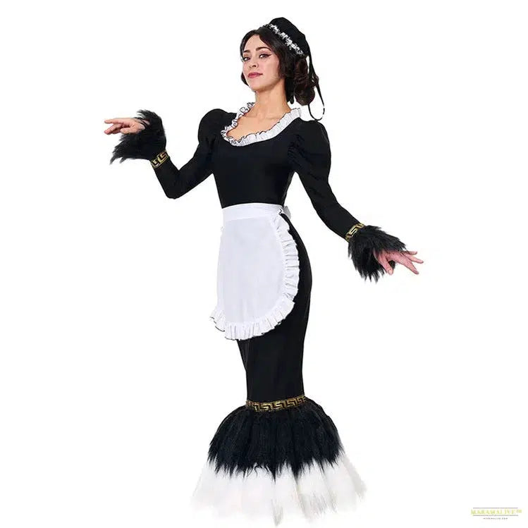 Women Halloween Cosplay costume Musical show Musical theater French Feather Duster Dress Evening Ceremony retro dress