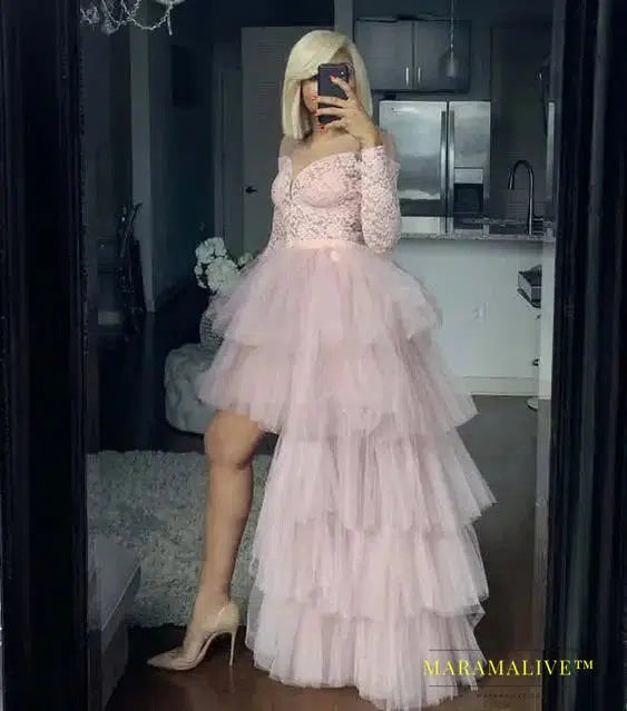 Women Hi-Lo Tulle Tutu Bustle Skirt Petticoat Clubwear Fancy Dance Asymmetric Dress For Party Fashion Casual Style New Goth Dark