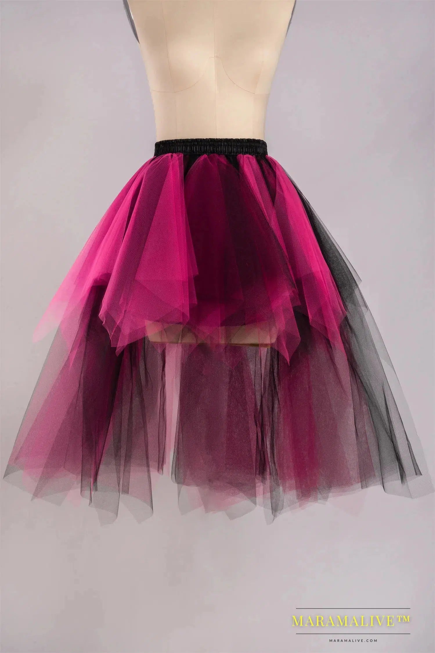 Women Hi-Lo Tulle Tutu Bustle Skirt Petticoat Clubwear Fancy Dance Asymmetric Dress For Party Fashion Casual Style New Goth Dark