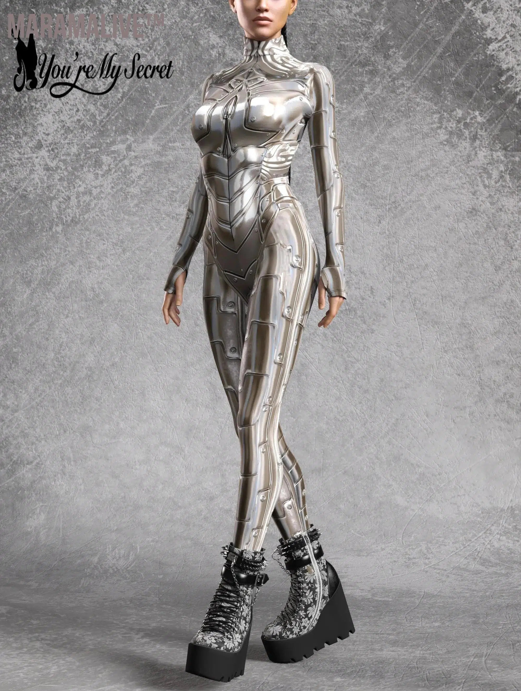 Women Jumpsuit Cosplay Costume Punk Robot Punk 3D Print Party Warrior Zentai Bodysuit Gothic Catsuit Rompers