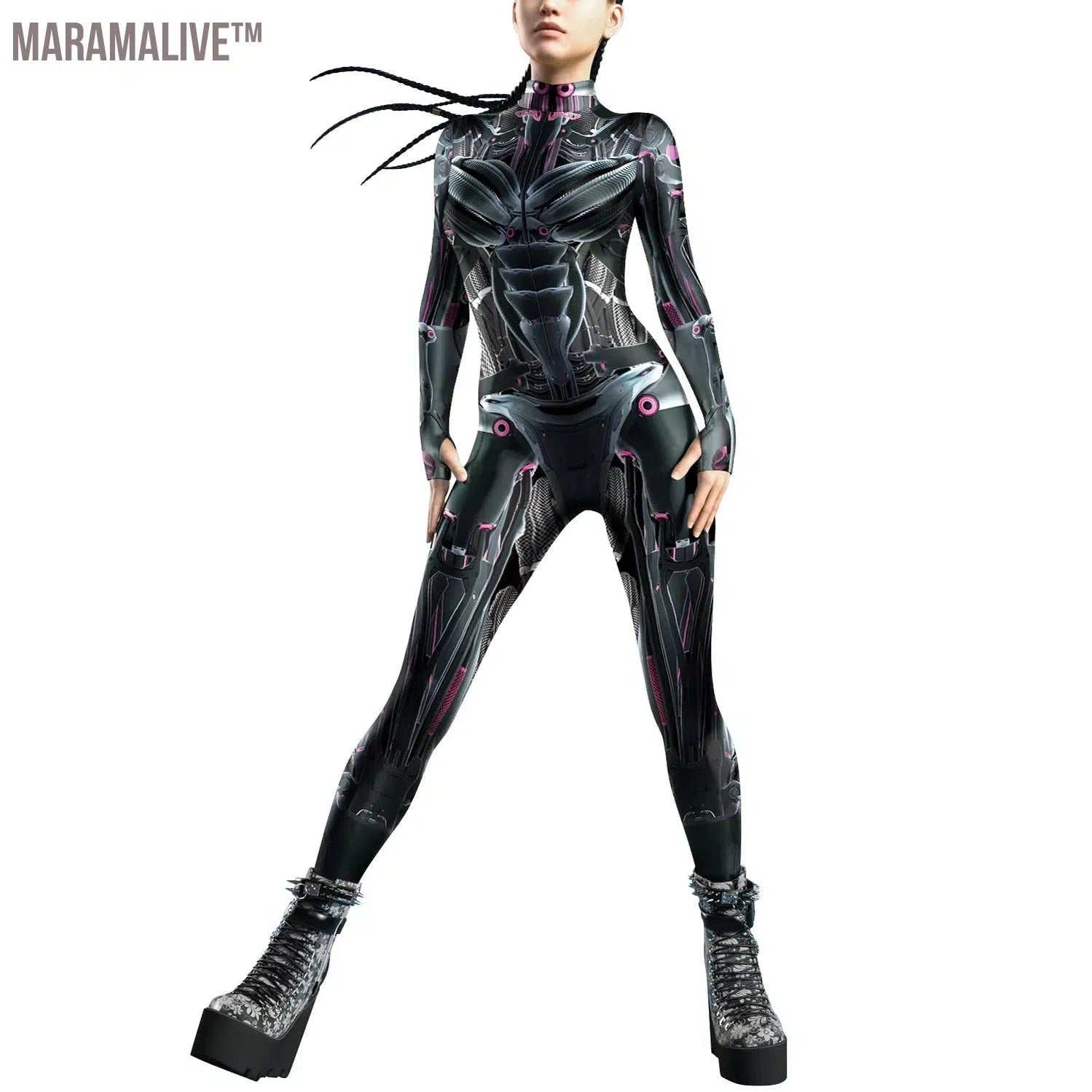 Women Jumpsuit Cosplay Costume Punk Robot Punk 3D Print Party Warrior Zentai Bodysuit Gothic Catsuit Rompers