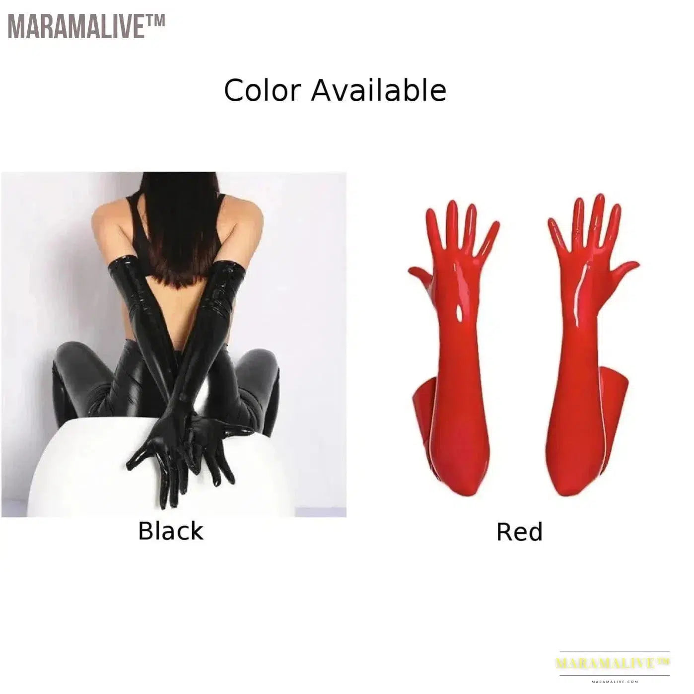 Women Men Wet Look Shiny Sexy Black Red PVC Long Gloves Club Performance Street Dance Costume Solid Ladies Fashion Opera Gloves