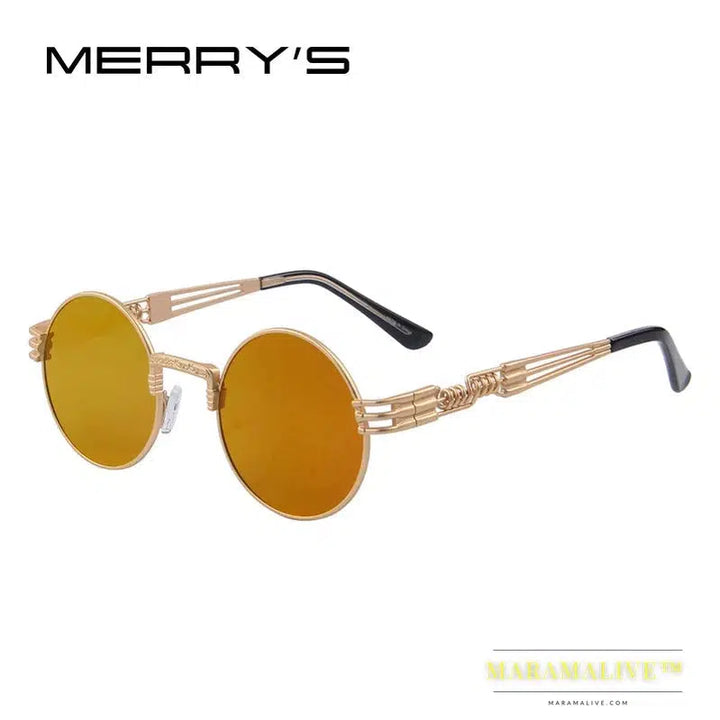 Women Steampunk Sunglasses Men Retro Round Sunglasses Metal Sun glasses Men Oculos De Sol UV400