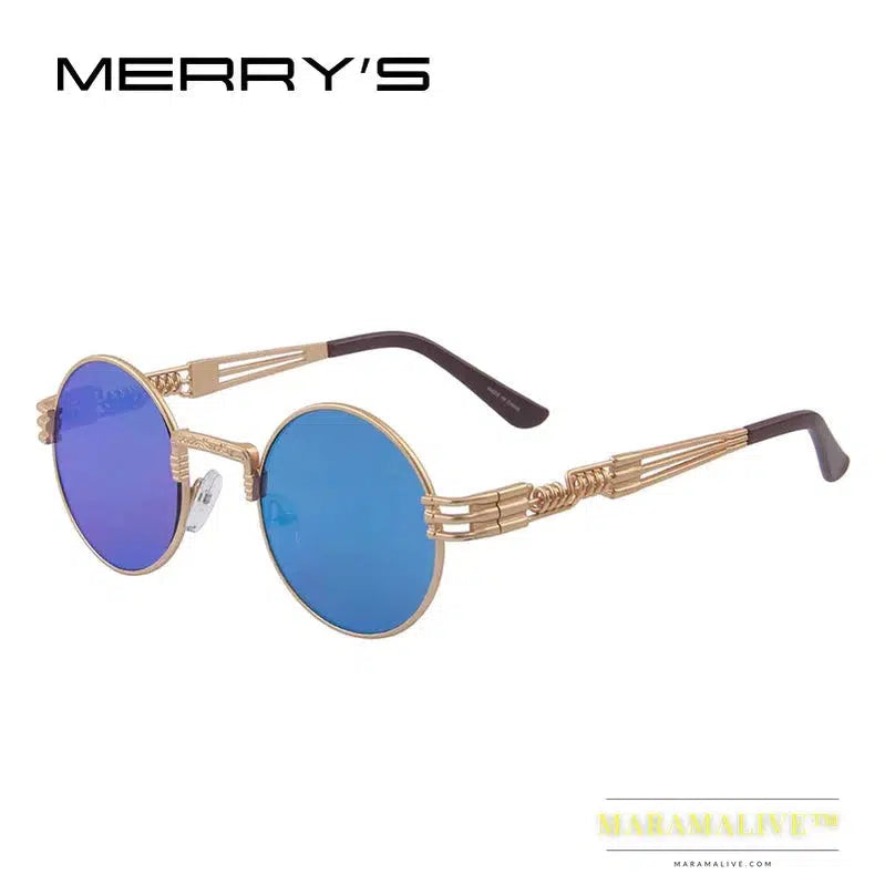 Women Steampunk Sunglasses Men Retro Round Sunglasses Metal Sun glasses Men Oculos De Sol UV400