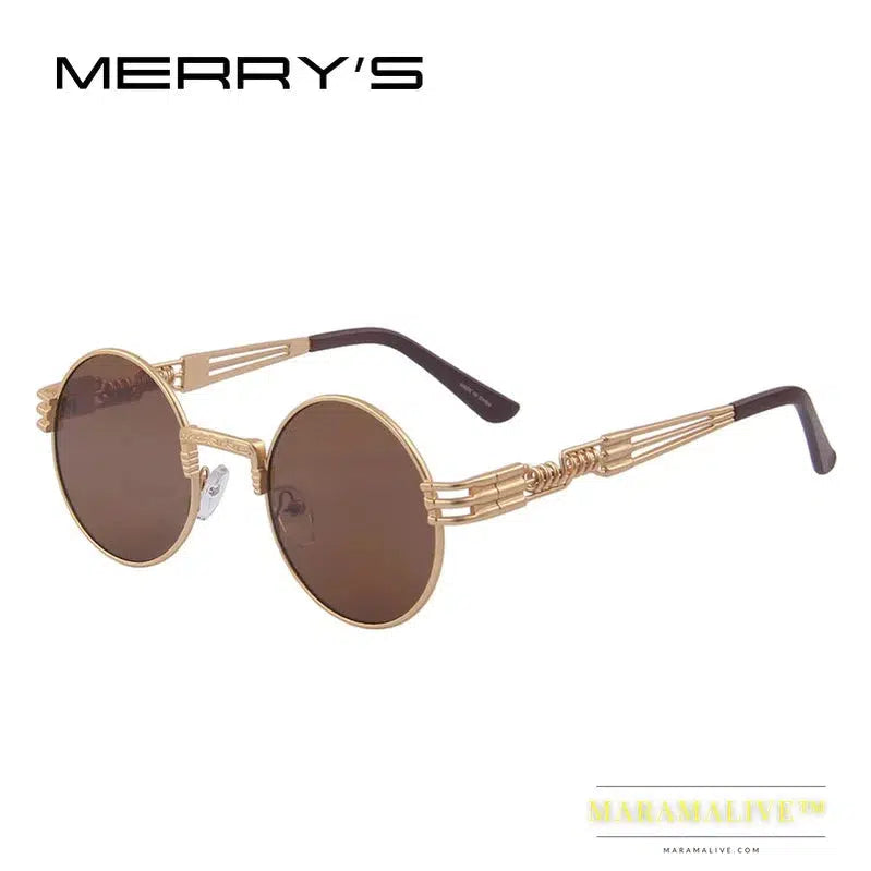 Women Steampunk Sunglasses Men Retro Round Sunglasses Metal Sun glasses Men Oculos De Sol UV400