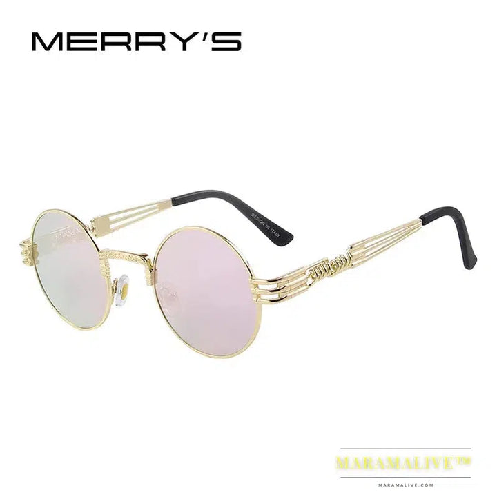 Women Steampunk Sunglasses Men Retro Round Sunglasses Metal Sun glasses Men Oculos De Sol UV400