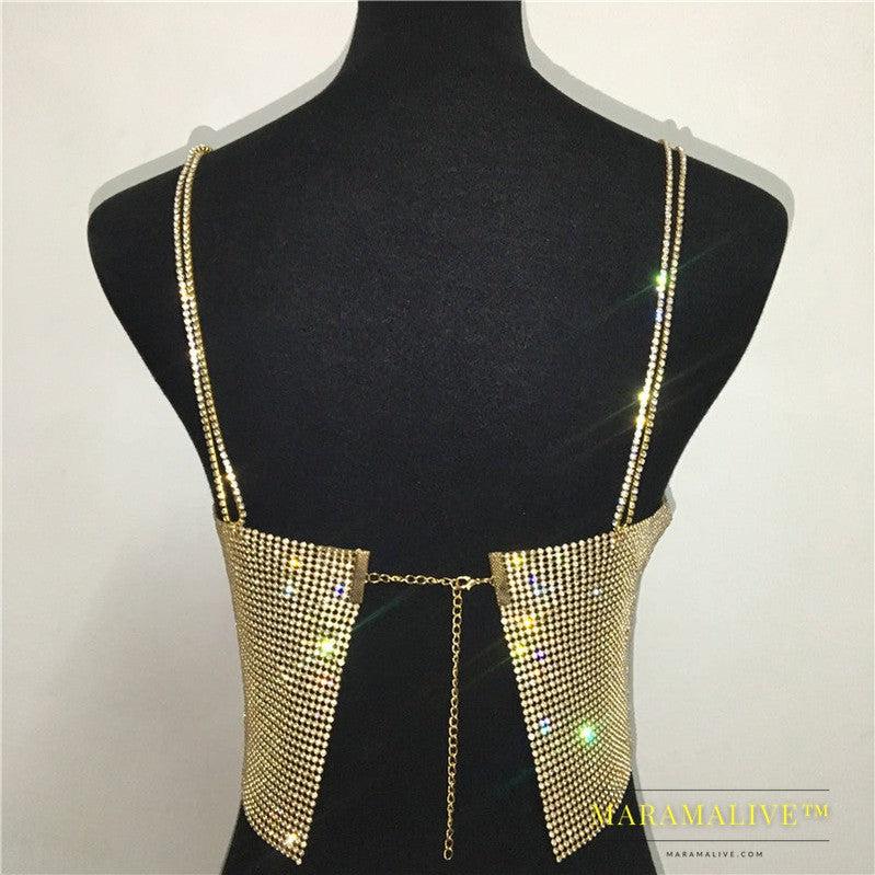 Women's Backless Diamond-studded Chain Top