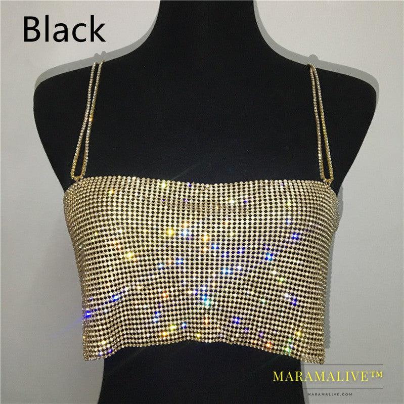 Women's Backless Diamond-studded Chain Top