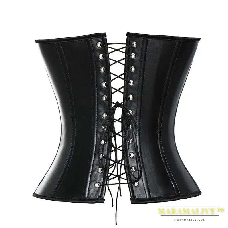 Women's Bustiers Corsets Leather Overbust Corset with Buckles Steel Boned Steampunk Gothic Bustier Waist Training Corselet Vest