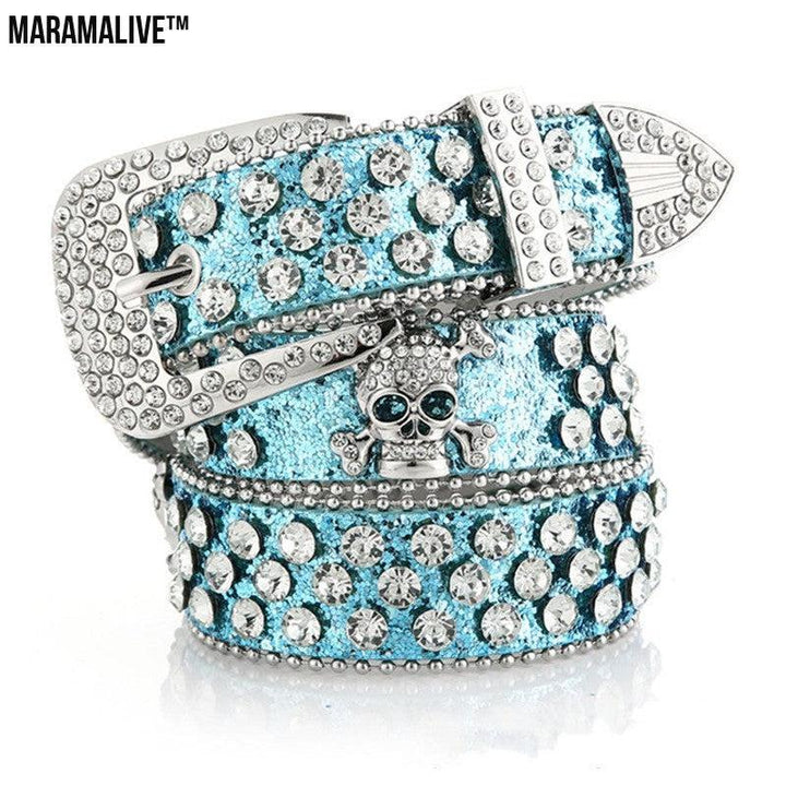 Women's Cowboy Style Skull Rhinestone Belt