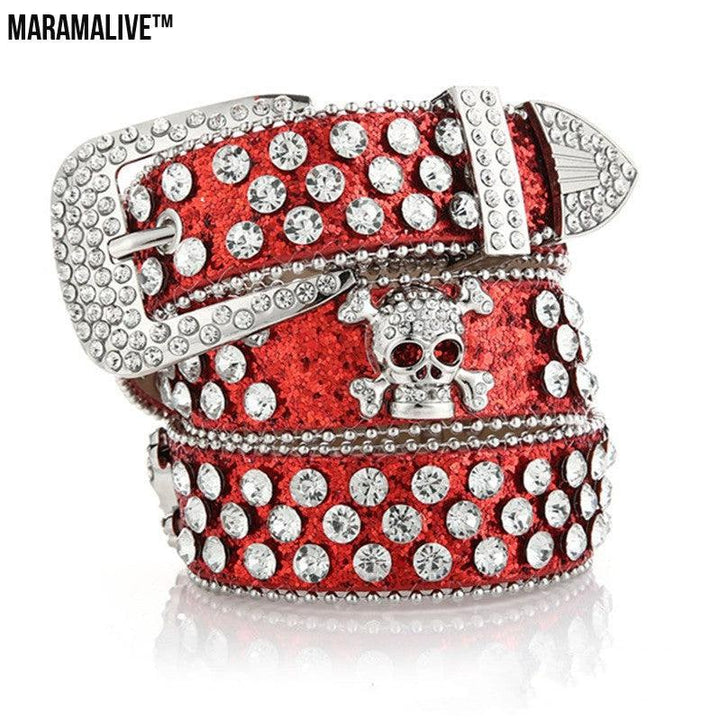 Women's Cowboy Style Skull Rhinestone Belt