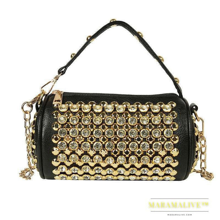 Women's Diamond-studded Small Cylinder Western Style Handbags