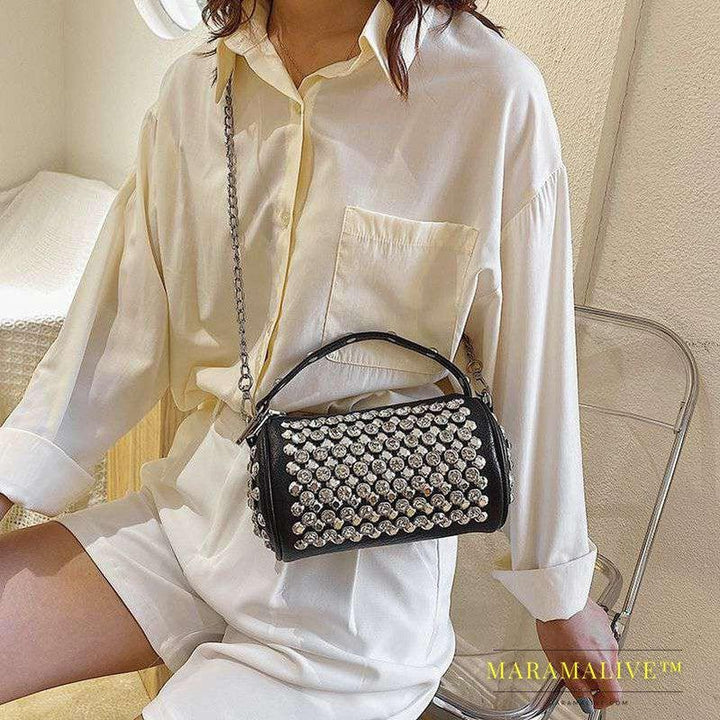 Women's Diamond-studded Small Cylinder Western Style Handbags