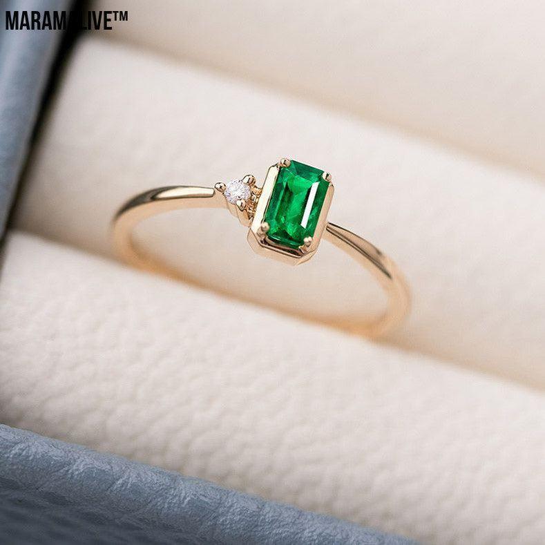 Women's Emerald Diamond Ring With Colored Stones