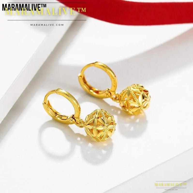 Women's Fashion Dignified Hollow Hydrangea Circle Earrings