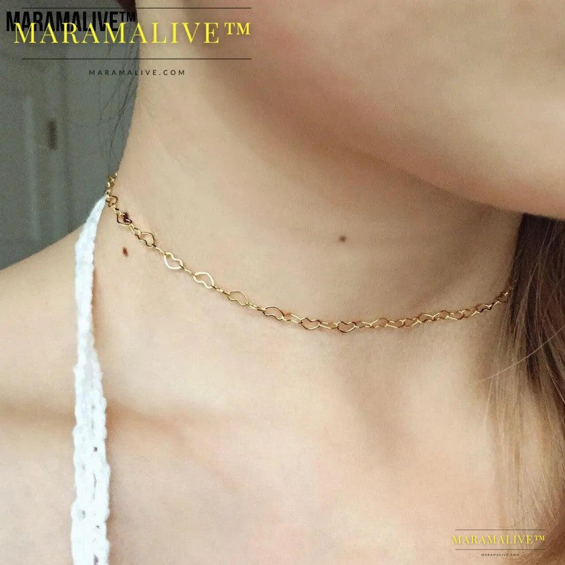 Women's Fashionable All-match Copper Heart-shaped Clavicle Necklace