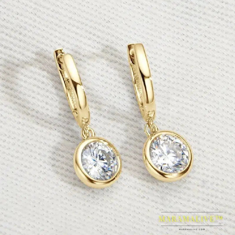 Women's Gold Hoop Earrings Genuine 925 Silver 1CT 2CT Moissanite Drop Earring Wedding Jewelry With Certificate