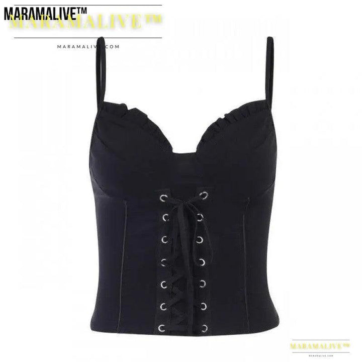 Women's Gothic Short Vest With Spaghetti Straps